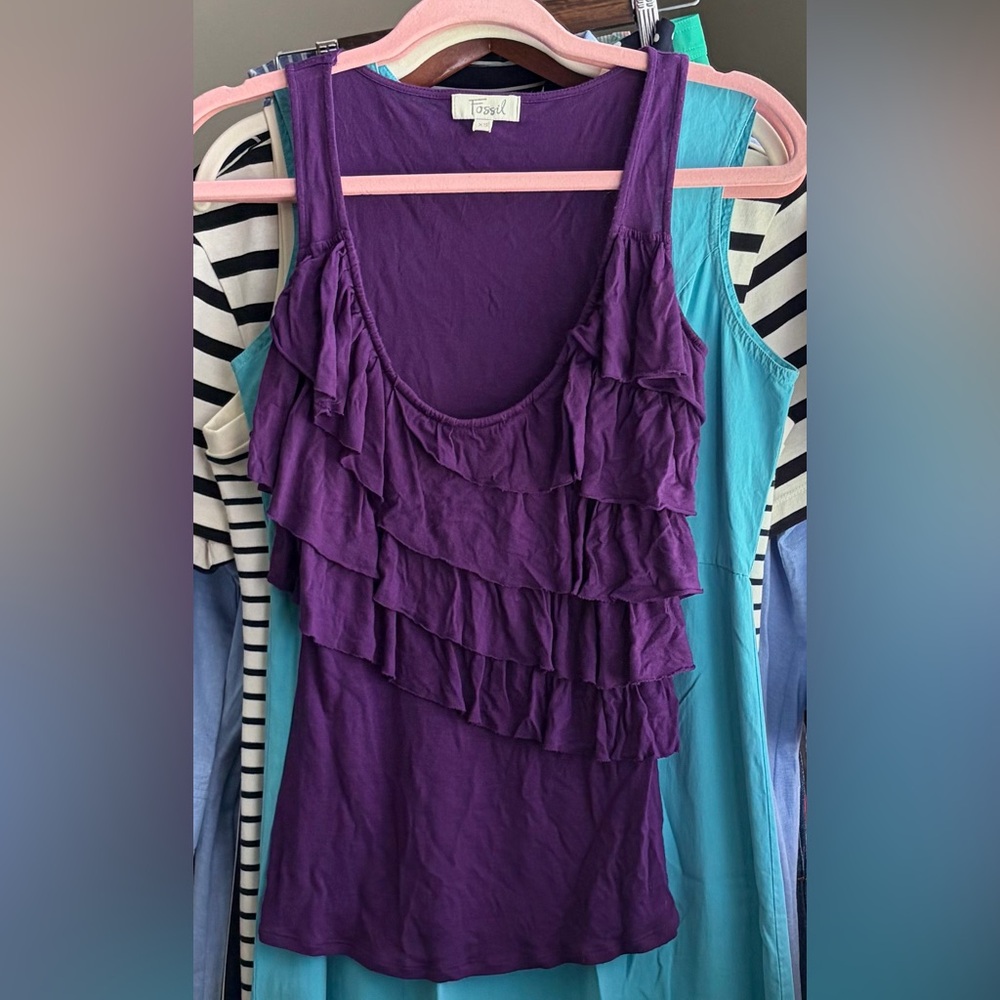Fossil Purple Ruffled Tank Top